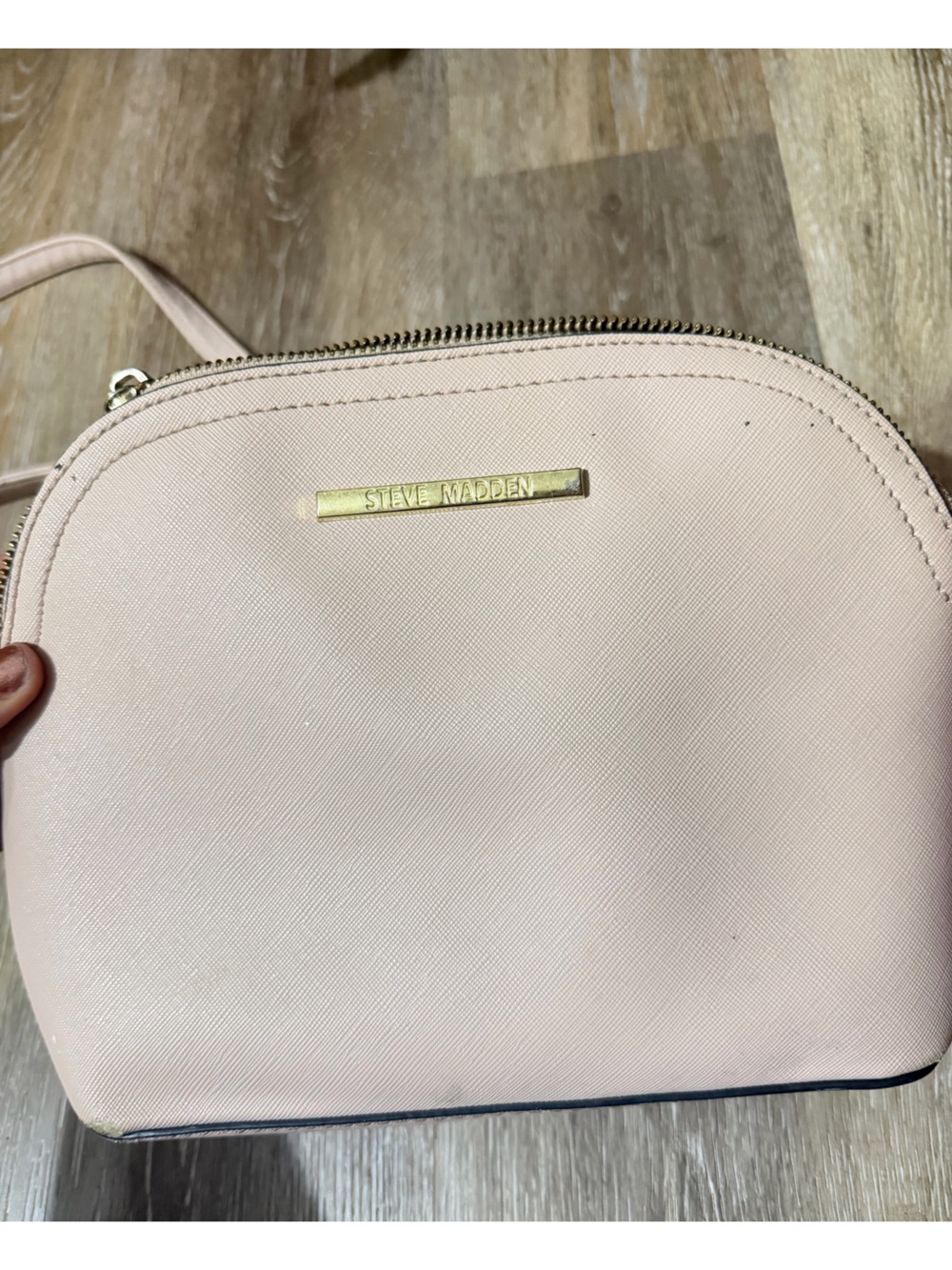 Steve Madden Pale Blush Crossbody Bag with Gold Plaque